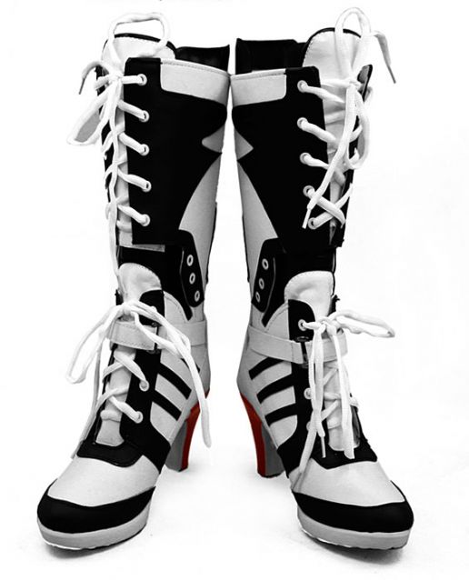 GSFDHDJS Cosplay Boots Shoes for Batman Suicide Squad Harley Quinn black red